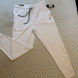 Men's White Athletic Joggers with Contrast Drawstring